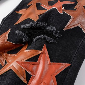 #855 Amiri orange Star patches jeans black