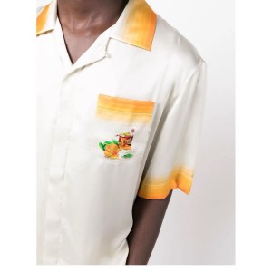 Casablanca Casa Airlines Orange White Silk Shirt Men/Women