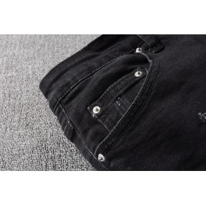 672 amiri leather holes jeans pants