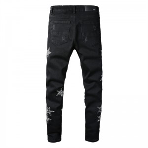 #829 Amiri Black Bandana Broken Hole Jeans