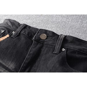 615 amiri side logo letter jeans black color