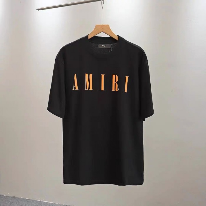 Amiri simple letters t-shirt balck orange