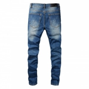 #832 Amiri blue and purple Cashew Patch jeans blue