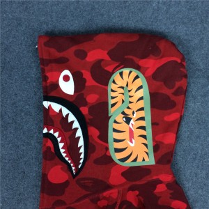 [Best Quality] 1:1 Bape Full Camo Shark Hoodie red