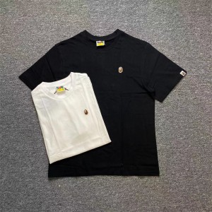 Bape Classic Embroidery Logo T-Shirt Black White