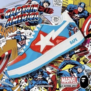A Bathign Ape Bape Sta x Marvel Shoes Sneakers (Iron Man/American Capitan/Hulk/Black Widow/Thunder God)