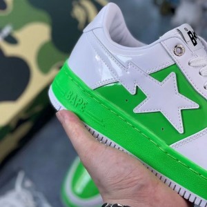 Bape Sta Low Patent Shoes White Green