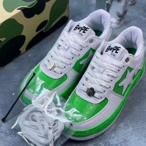 Bape Sta Low Patent Shoes White Green
