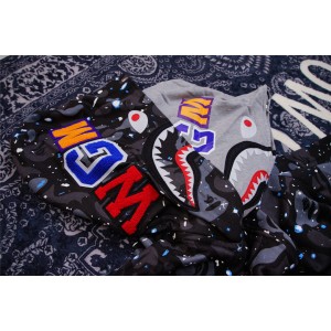 [Best Quality] 1:1 Bape Shark Double Hood Glow in Dark Hoodie Black