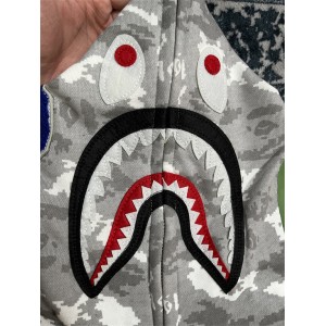 BAPE Digital Camo Shark Wide Pullover Hoodie Gray
