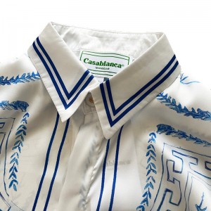 Casablanca Blue Marble Swan Silk White Shirt