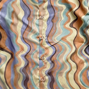 Casablanca Letter Wave Striped Silk Shirt