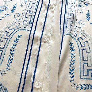 Casablanca Blue Marble Swan Silk White Shirt