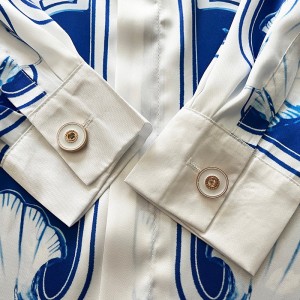 Casablanca Blue Marble Swan Silk BlueShirt