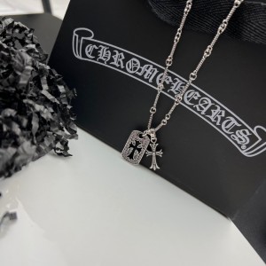 CH Crystal Cross 925 Silver Necklack