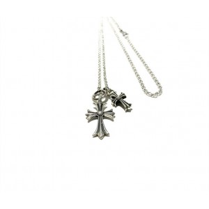 Chrome Heart Silver Double Cross Necklace