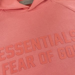 Fog Fear of God essentials flocking logo hoodie pink