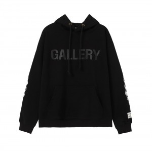 Gallery Dept black fonts fire hoodie (Black/Navy Blue/Green)