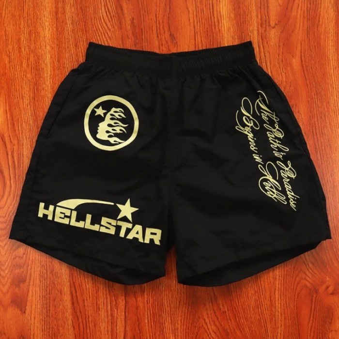 Hellstar x4 nylon shorts black