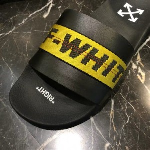 Off White ow yellow label slippers