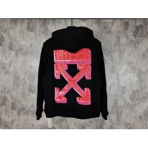 Off White Red Crayon Hoodie Black