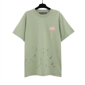 Palm Angels Pink Tree Green Splash-ink T-Shirt