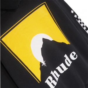 Rhude sunset printing hoodie black