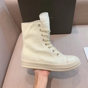 Rick Owens Hi-Street Leather Shoes White High Top
