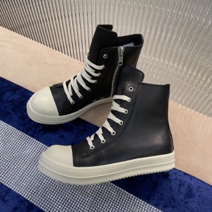 Rick Owens Hi-Street Leather Shoes Black High Top
