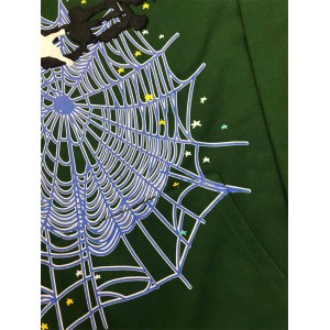 Sp5der Spider Web Green Hoodie Pants Tracksuit