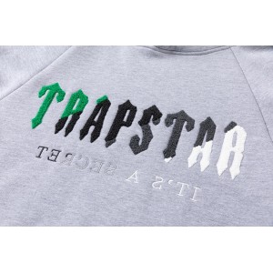 Trapstar London Towel Embroidered Hoodie & Pants Tracksuit(Green White Gray Logo)