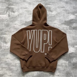 Travis Scott Yup letters hoodie brown