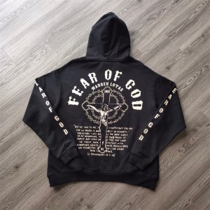 Fear of god Jesus print on the back hoodie black